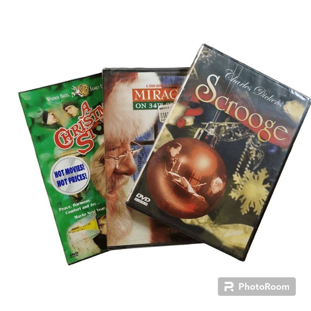 NWT 3 Holiday Movies Scrooge Christmas Story Miracle on 34th St DVDs
